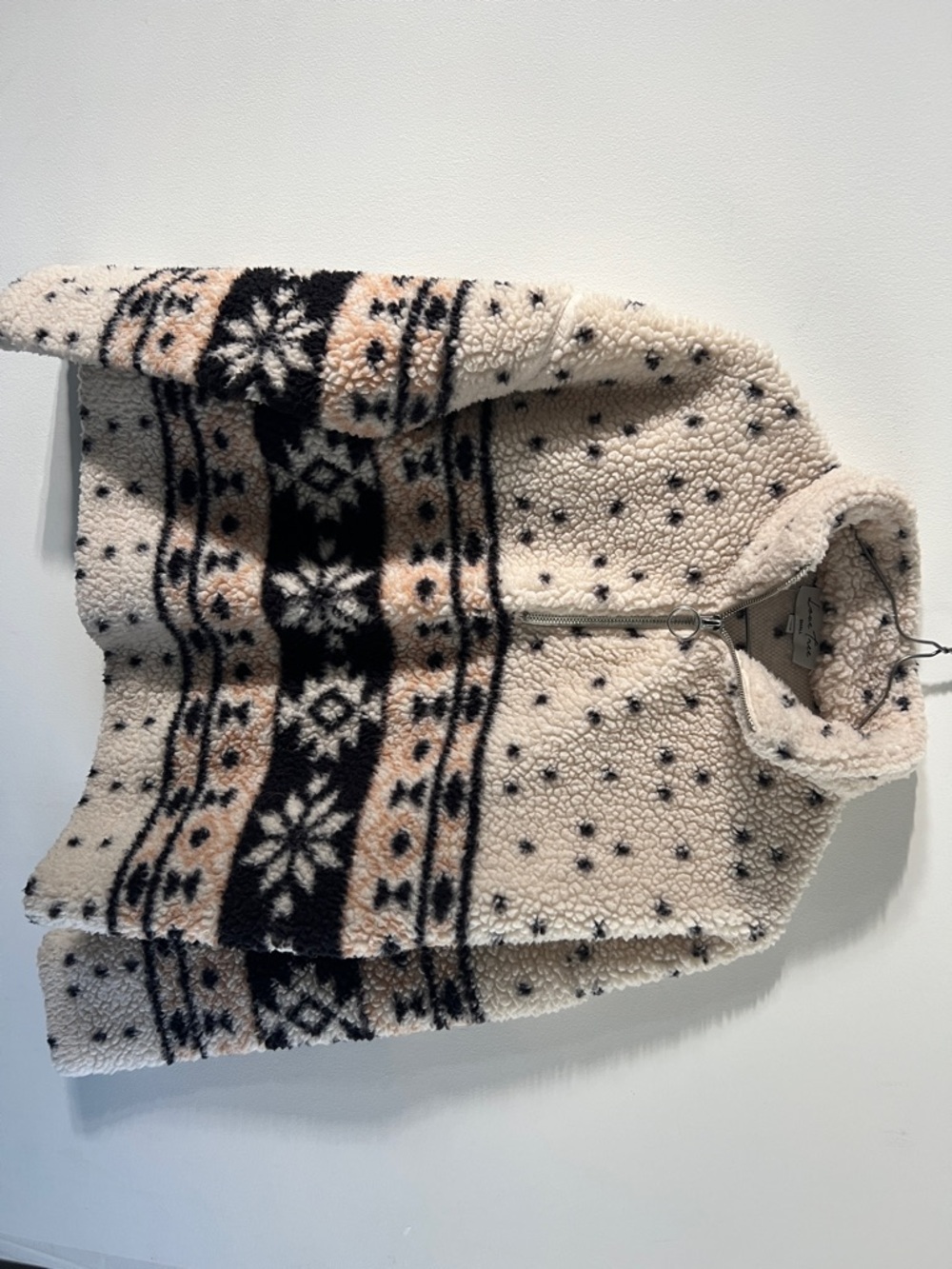 Love Tree Cream Sherpa Fleece Jacket with Black Speckle